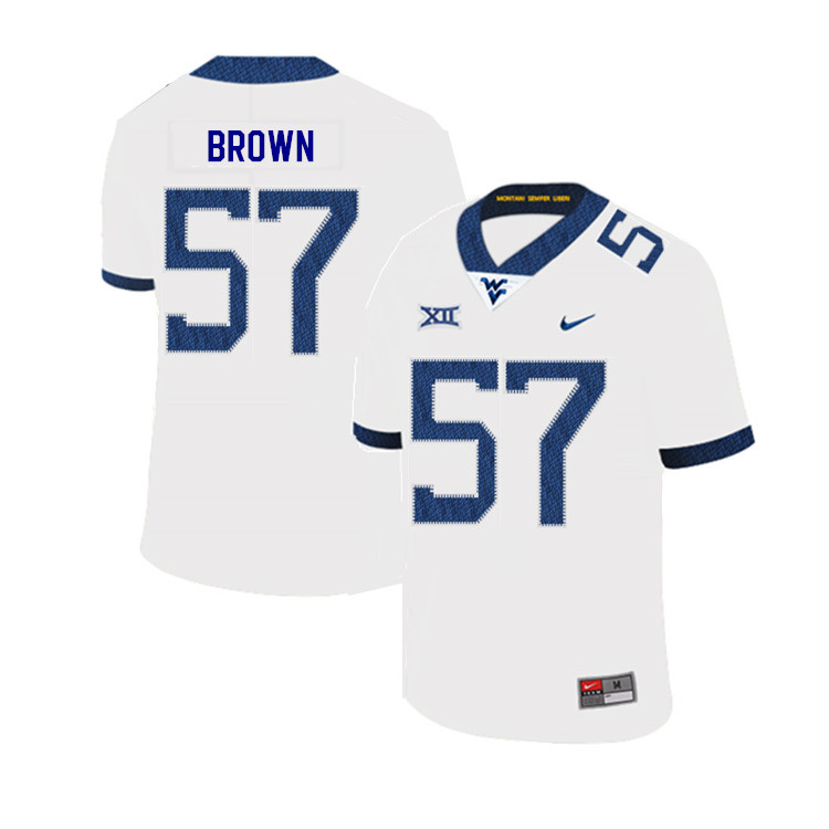NCAA Men's Michael Brown West Virginia Mountaineers White #57 Nike Stitched Football College 2019 Authentic Jersey OI23V58SL